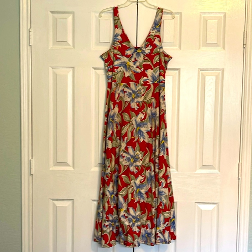 Women’s Chaps brand knit red and blue sleeveless dress